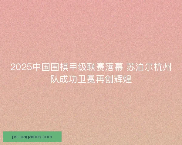 2025中国围棋甲级联赛落幕 苏泊尔杭州队成功卫冕再创辉煌